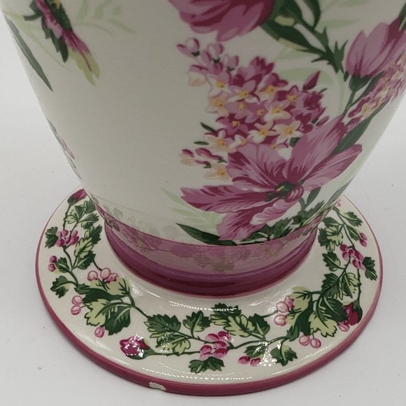 Laura Ashley Home Vintage FTD Ceramic Pink Florals & Greenery Fluted Vase - Picture 4 of 10